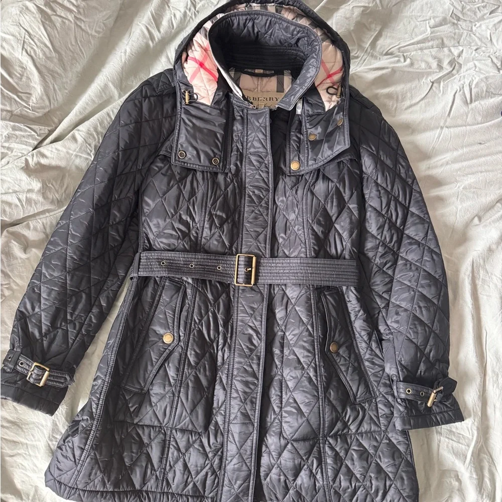 Burberry Black Quilted Belted Trench Jacket - Picture 8 of 8